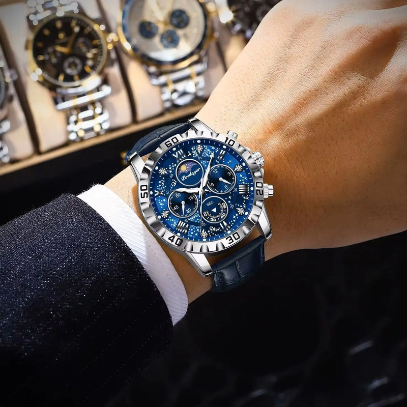 Relógio POEDAGAR Cronógrafo de Luxo / P-Couro