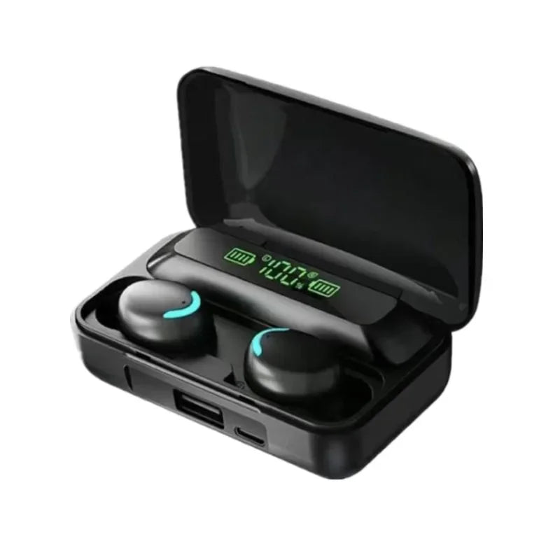 Fones de ouvido sem fio F9 Bluetooth estéreo esportivos à prova d'água com redução de ruído e microfone