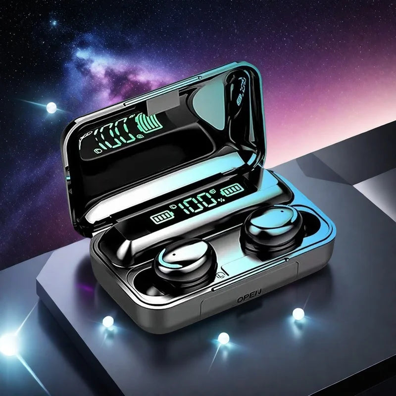 Fones de ouvido sem fio F9 Bluetooth estéreo esportivos à prova d'água com redução de ruído e microfone