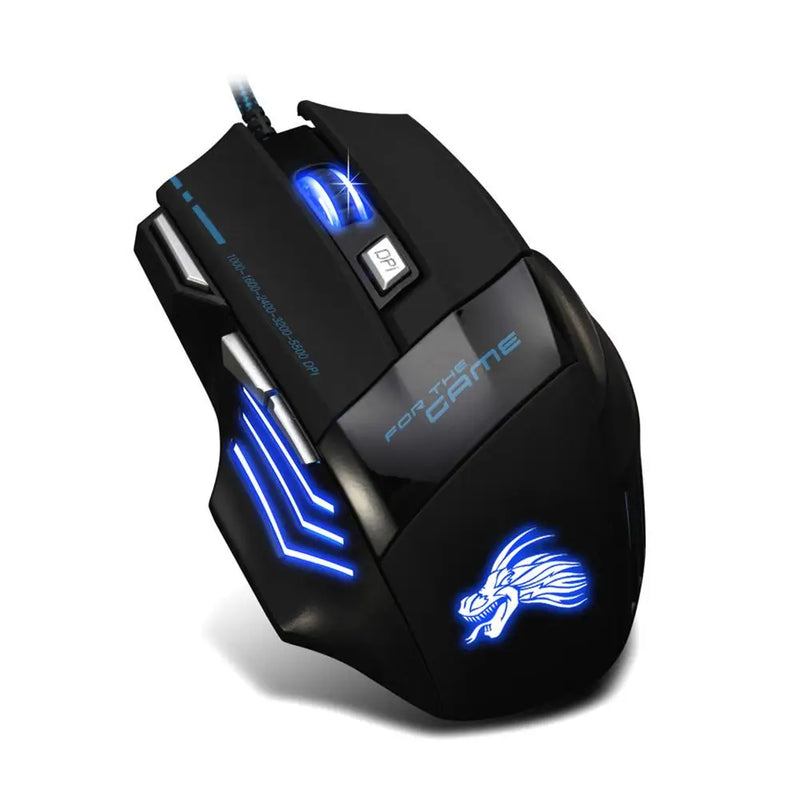 Mouse gamer USB com fio, 7 botões, ergonômico, retroiluminado, 5500 DPI, óptico ajustável, para PC Gamer, computador de mesa