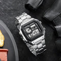 Relógio digital masculino clássico MAYZHISU, pulseira de aço inoxidável de luxo.