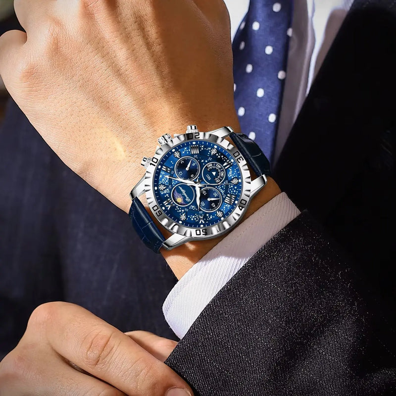 Relógio POEDAGAR Cronógrafo de Luxo / P-Couro